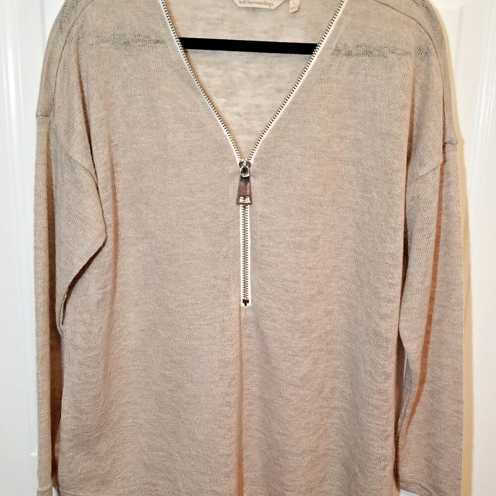 Soft Surroundings Valentina Zip Front Sweater ~ Size Large